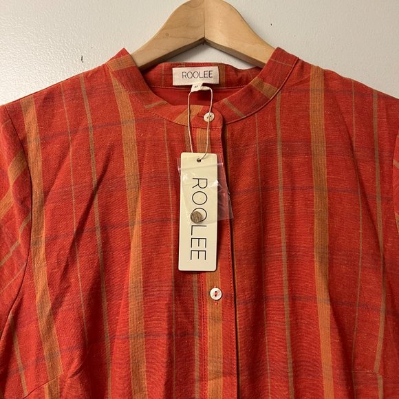 Roolee Scarlet Tie Waist Dress Orange Plaid Medium NWT - Picture 10 of 11